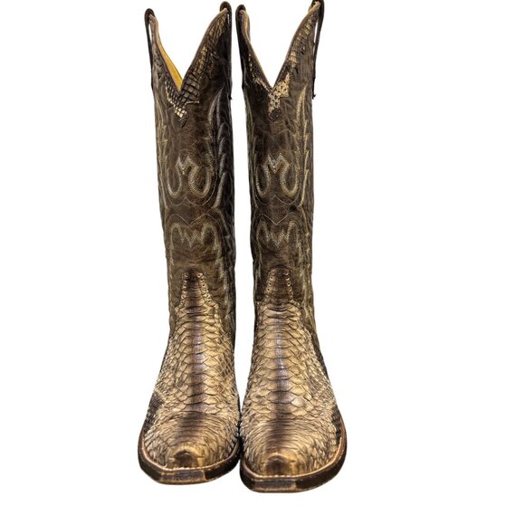 Rod Patrick Brown Python Western Boots Size 10 - Picture 3 of 12